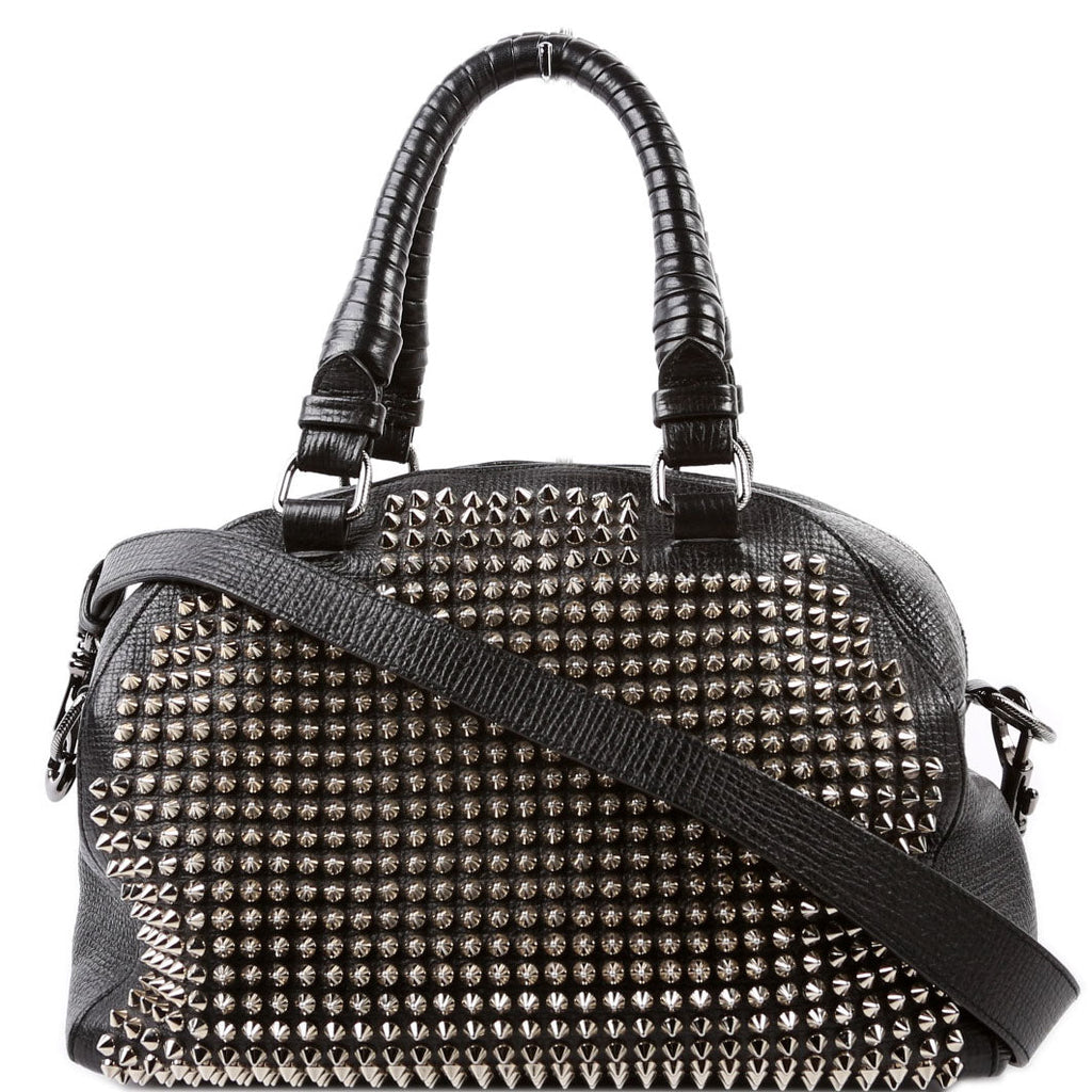 Panettone Studded Calfskin Bowling Bag Black/Silver