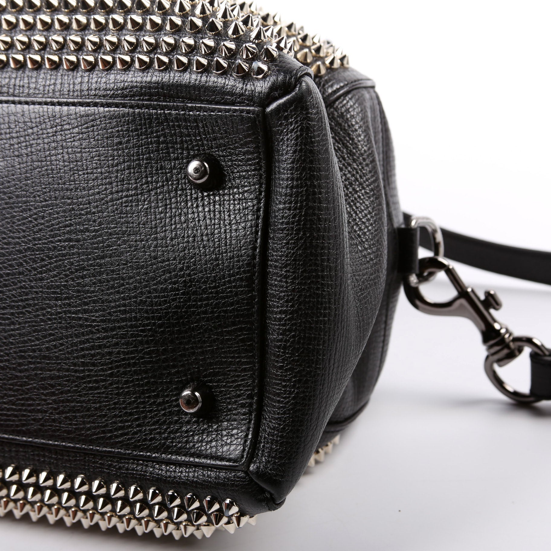Panettone Studded Calfskin Bowling Bag Black/Silver