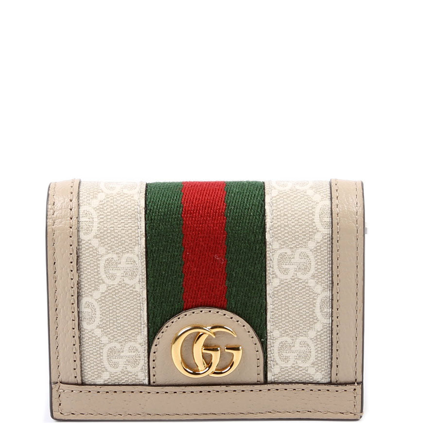 523155 Ophidia GG Card Case Wallet Beige