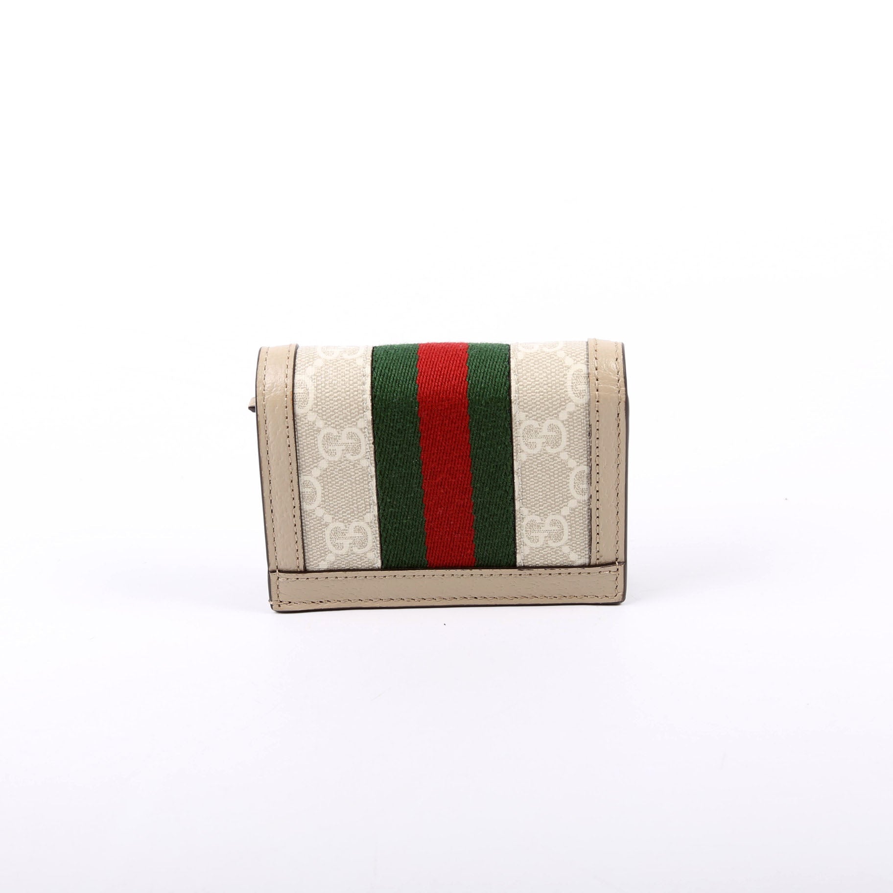 523155 Ophidia GG Card Case Wallet Beige