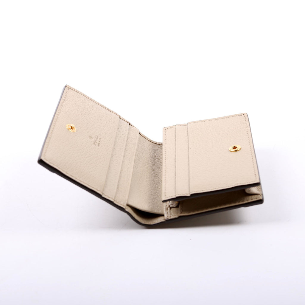 523155 Ophidia GG Card Case Wallet Beige