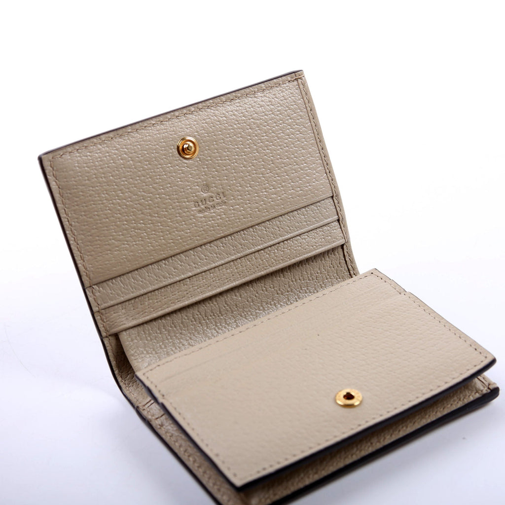523155 Ophidia GG Card Case Wallet Beige