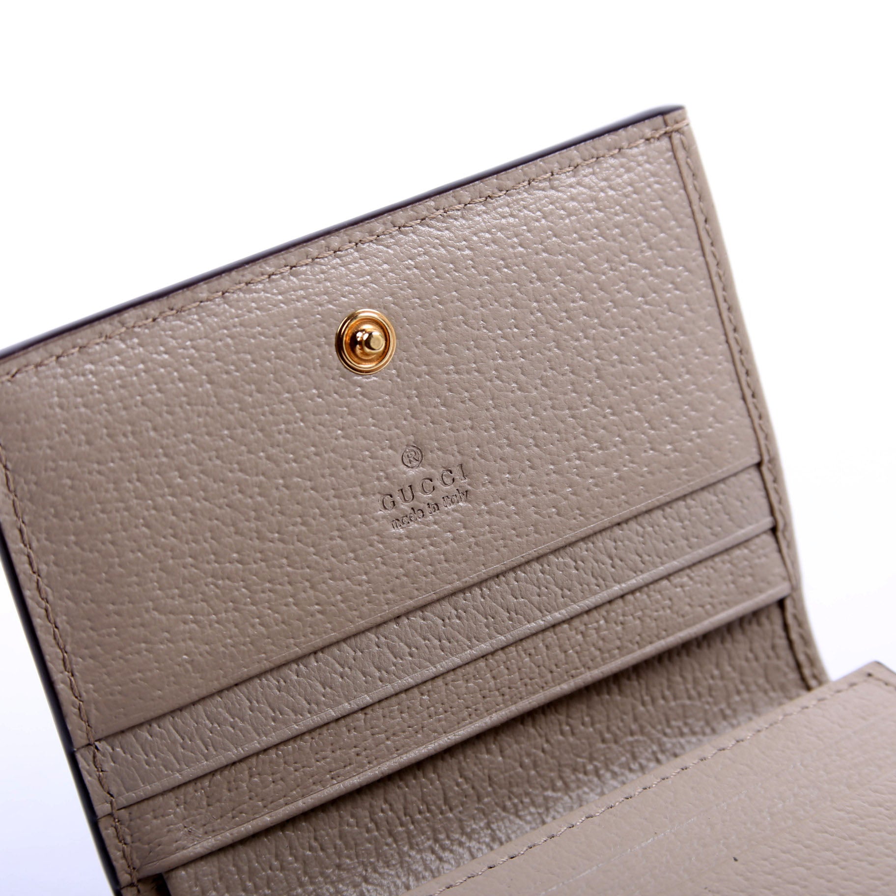 523155 Ophidia GG Card Case Wallet Beige