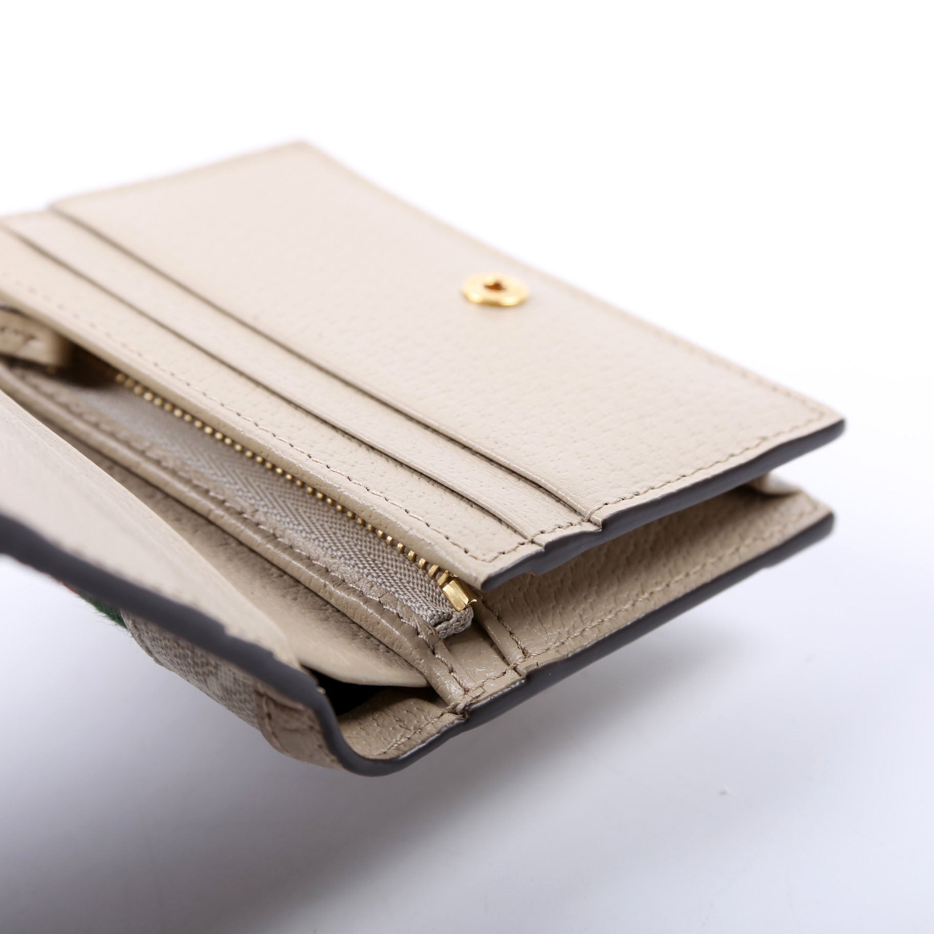 523155 Ophidia GG Card Case Wallet Beige
