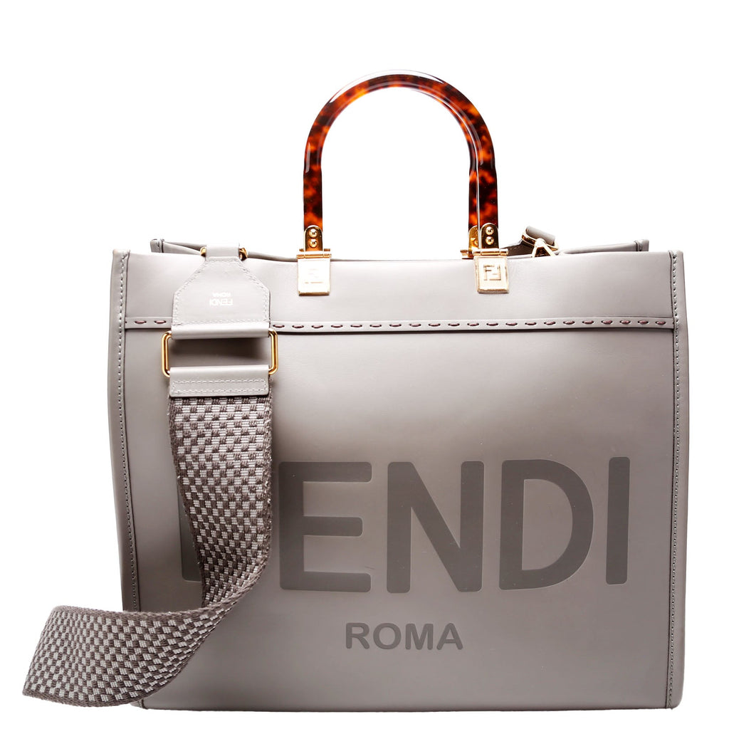 Fendi 8BH386 Sunshine Shopper Medium Leather Gray