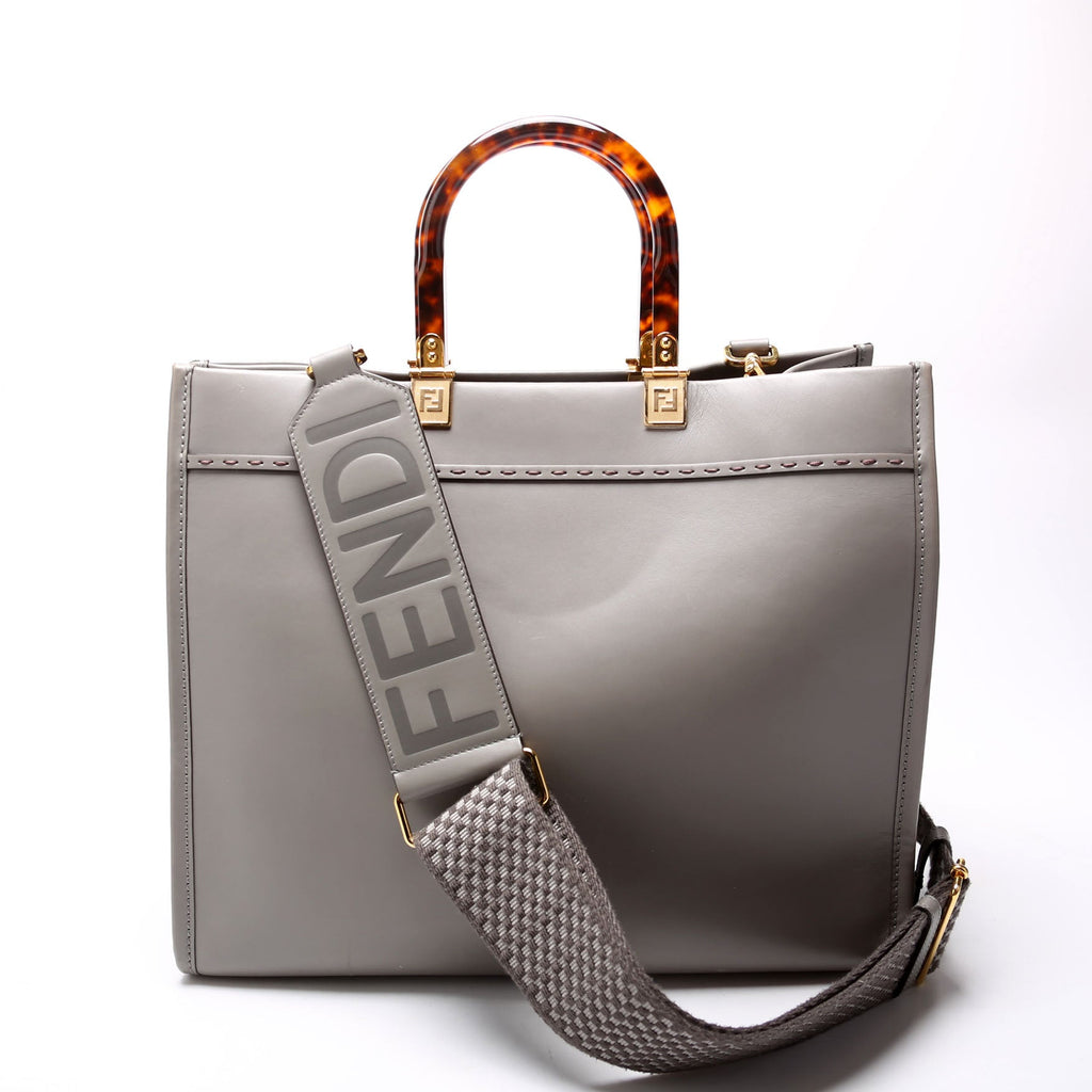 Fendi 8BH386 Sunshine Shopper Medium Leather Gray