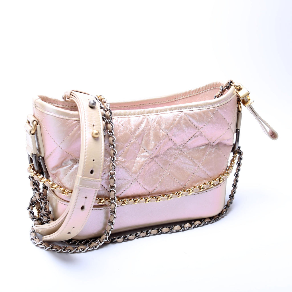 Gabrielle Hobo Small Calfskin Iridescent 25M Tan/Pink