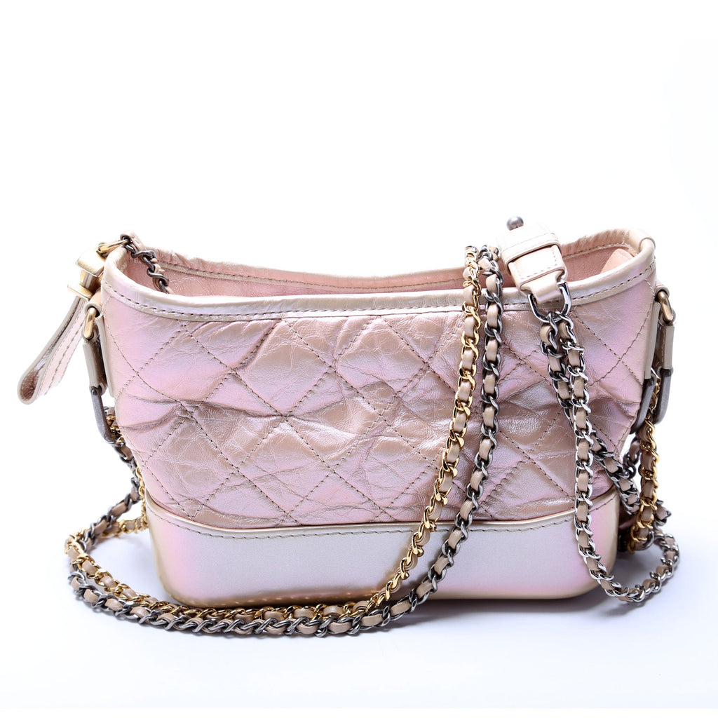 Gabrielle Hobo Small Calfskin Iridescent 25M Tan/Pink