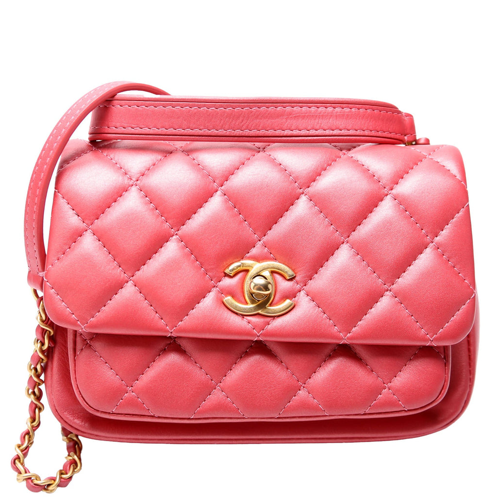 Quilted Calfskin Top Handle Metallic 29M Red