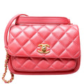 Quilted Calfskin Top Handle Metallic 29M Red