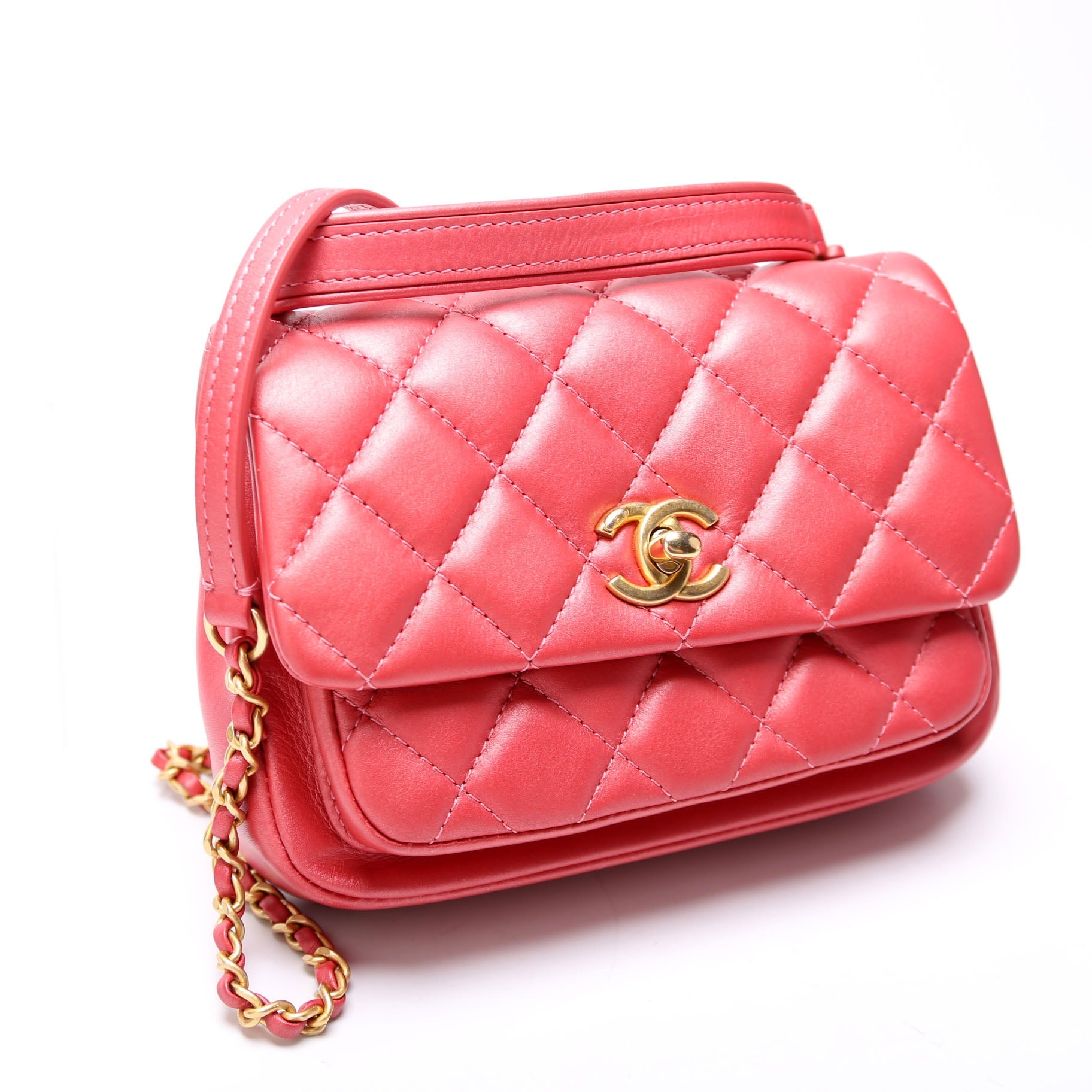 Quilted Calfskin Top Handle Metallic 29M Red