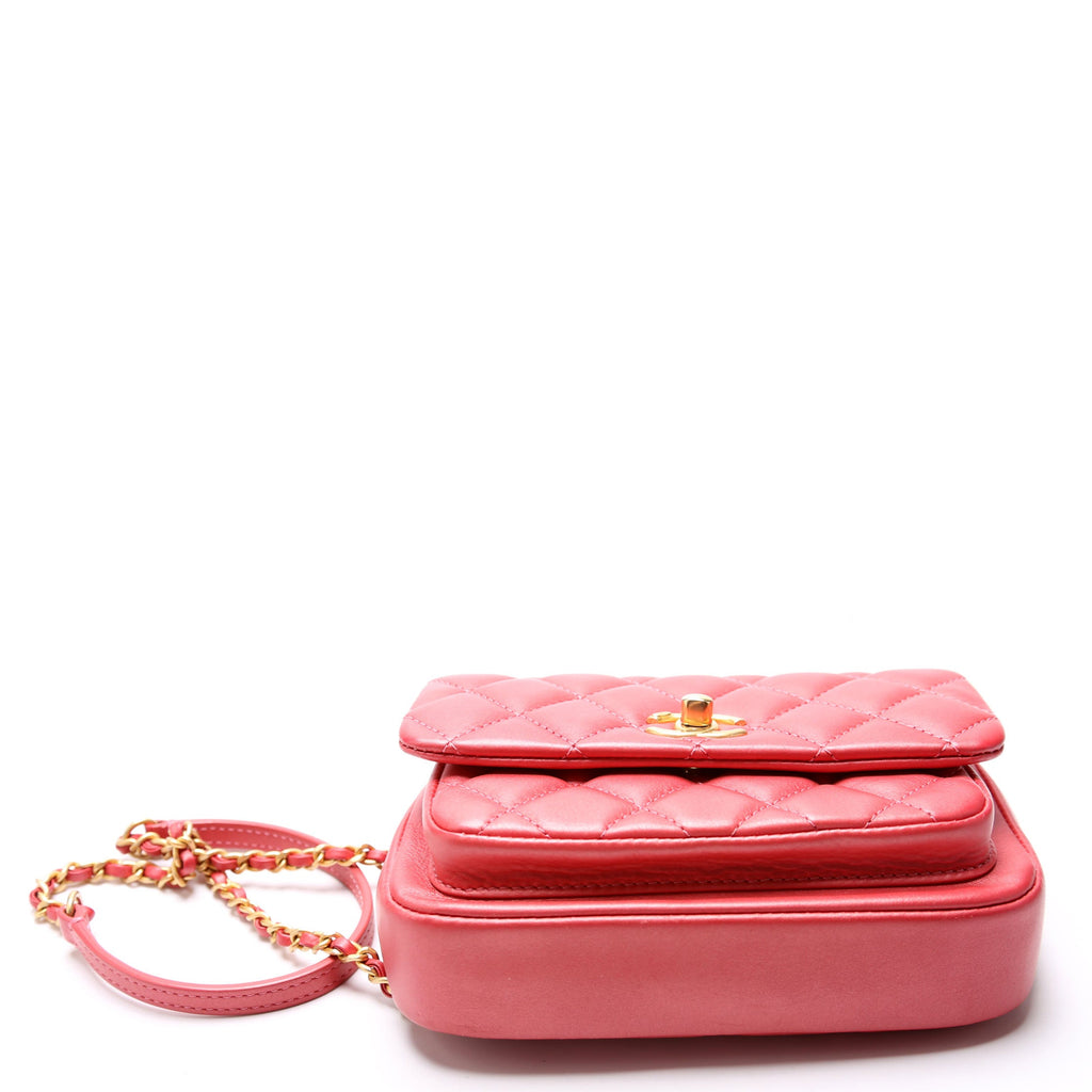 Quilted Calfskin Top Handle Metallic 29M Red
