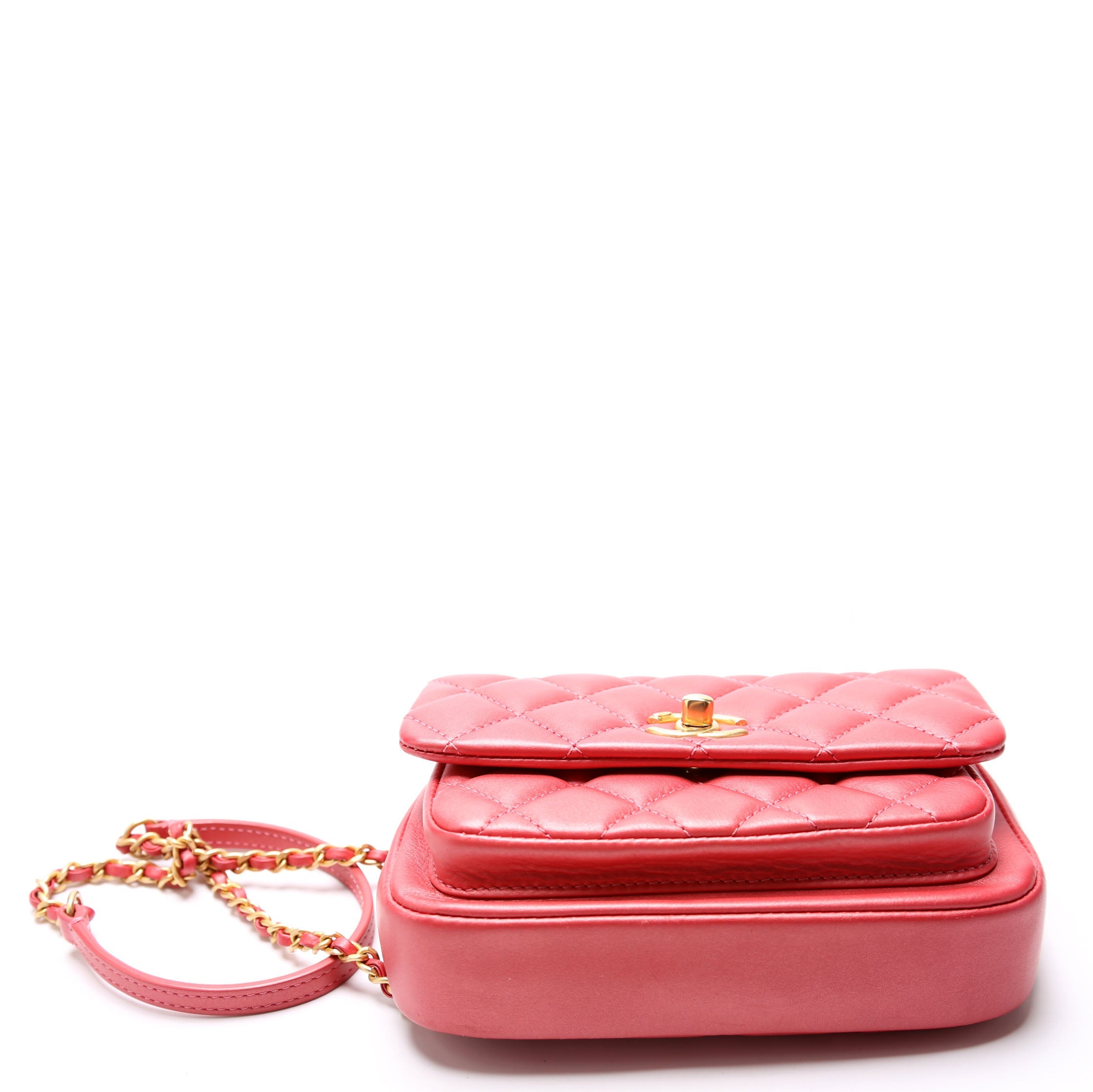Quilted Calfskin Top Handle Metallic 29M Red