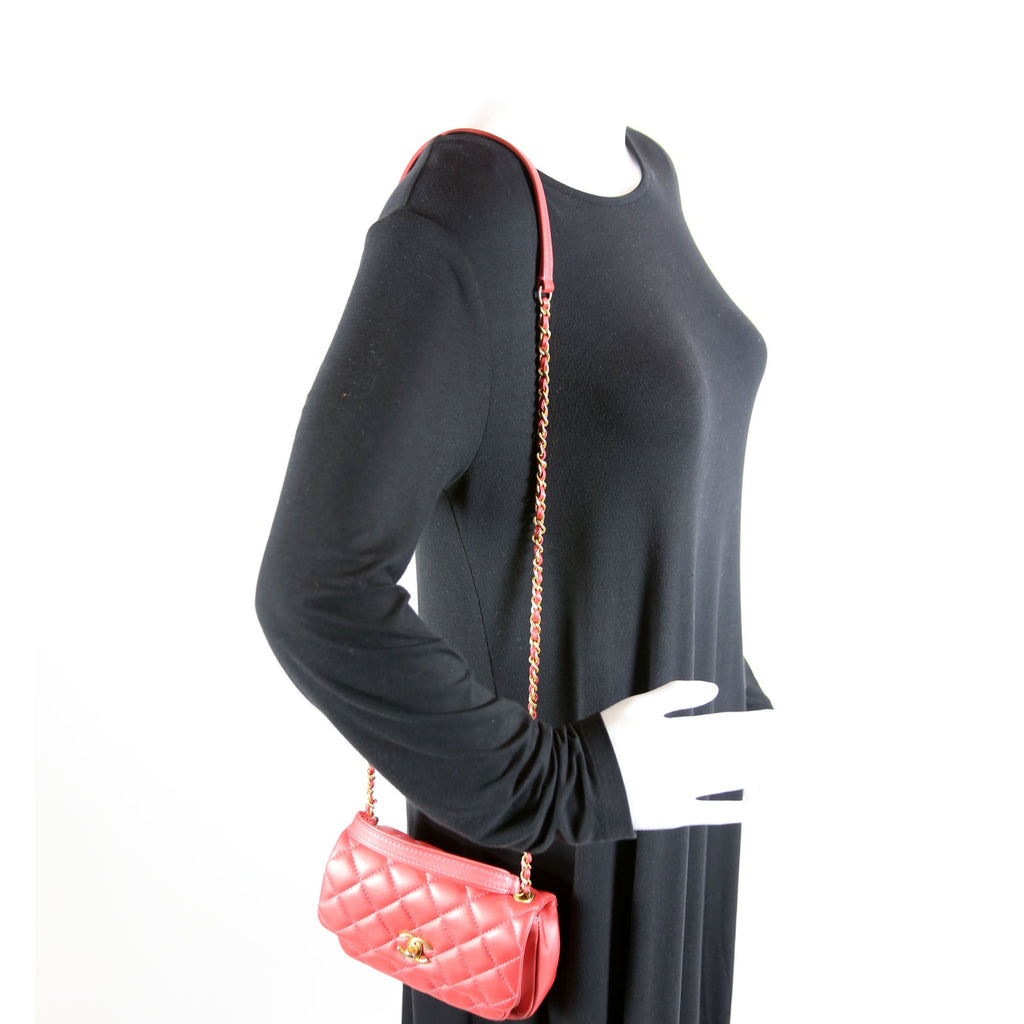 Quilted Calfskin Top Handle Metallic 29M Red