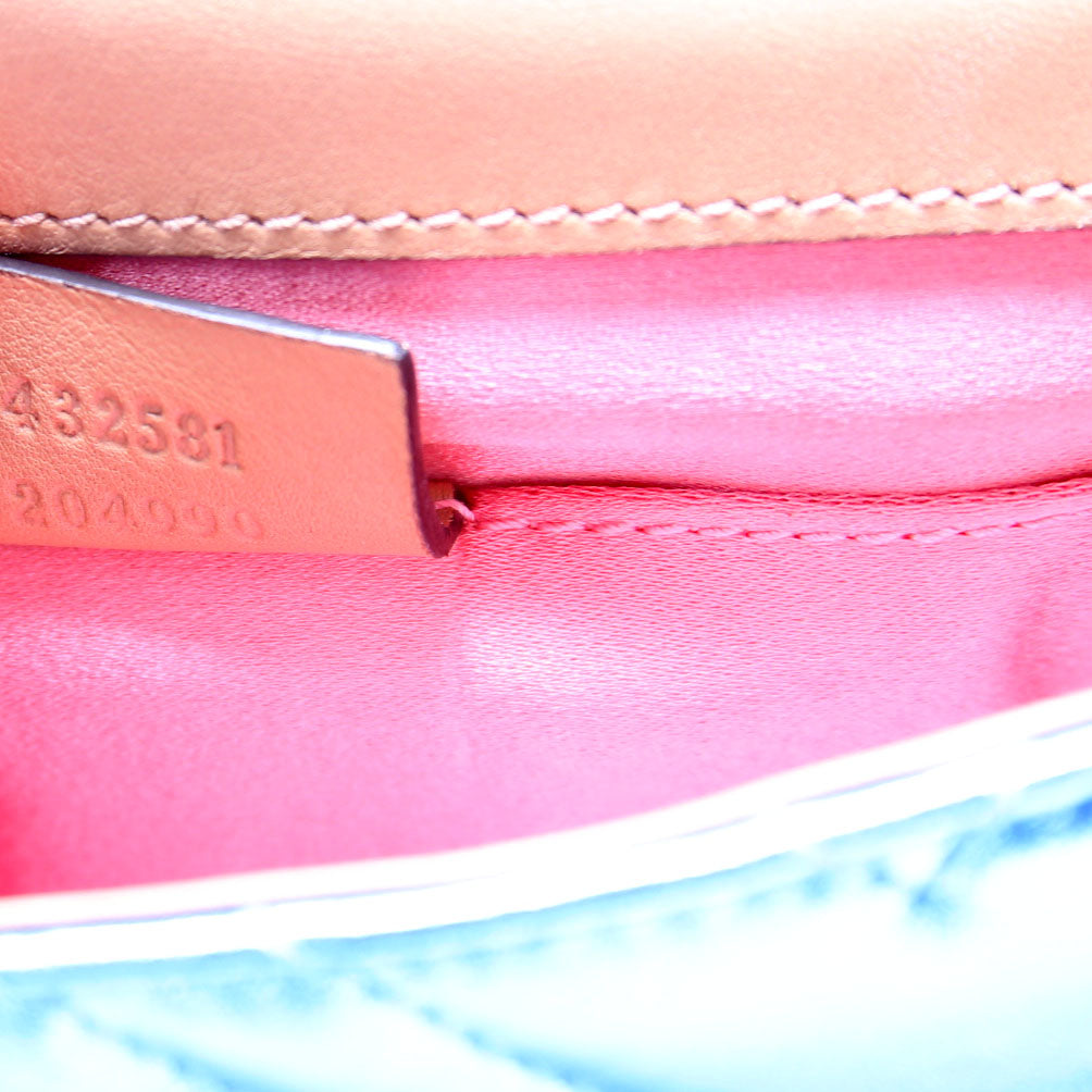 Gucci 432581 Broadway Metalic Matelasse Shoulder Bag Blue