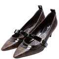Monogram Buckle Kitten Heels Size 41 Brown/Black