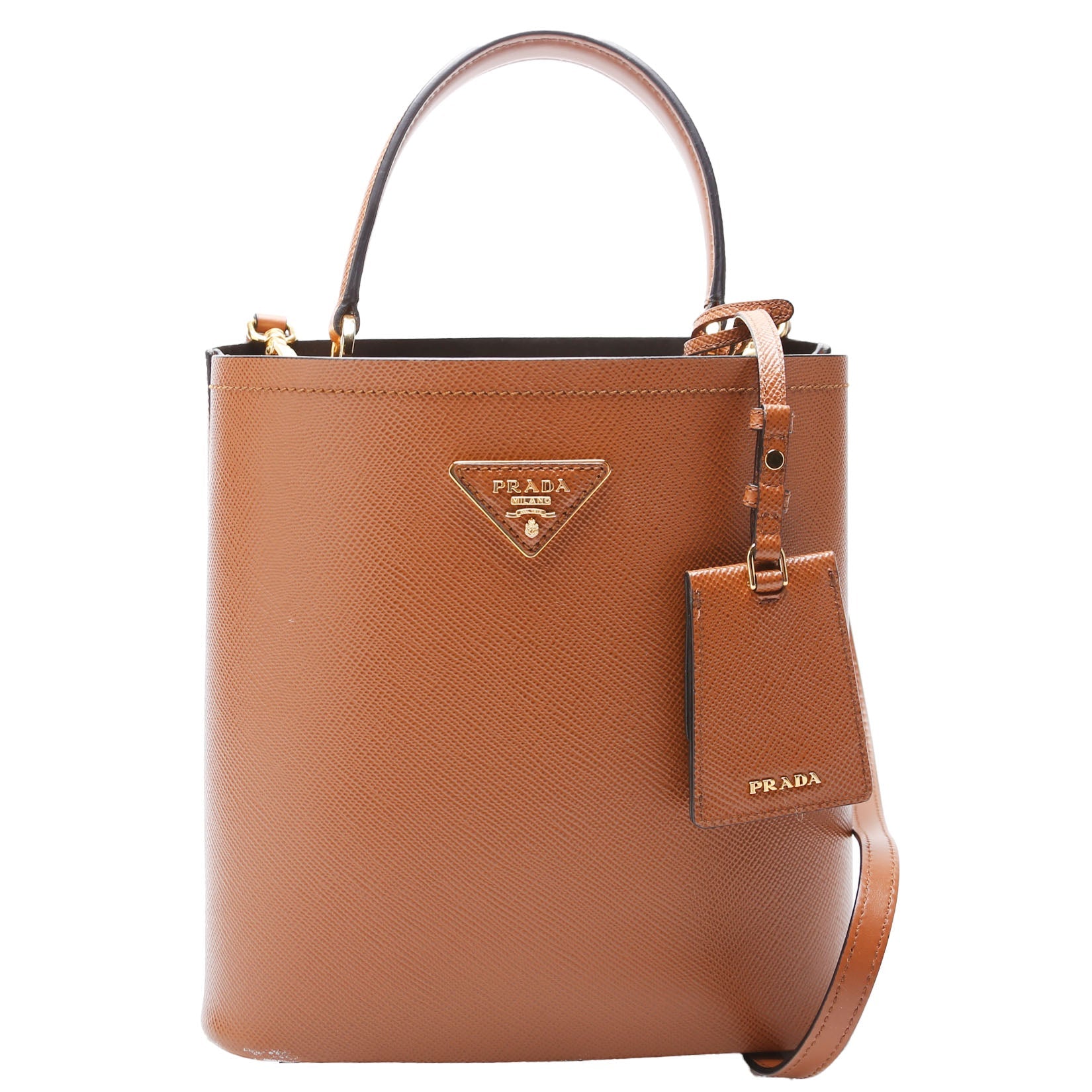 1BA212 Saffiano Cuir Medium Panier Bag Brown