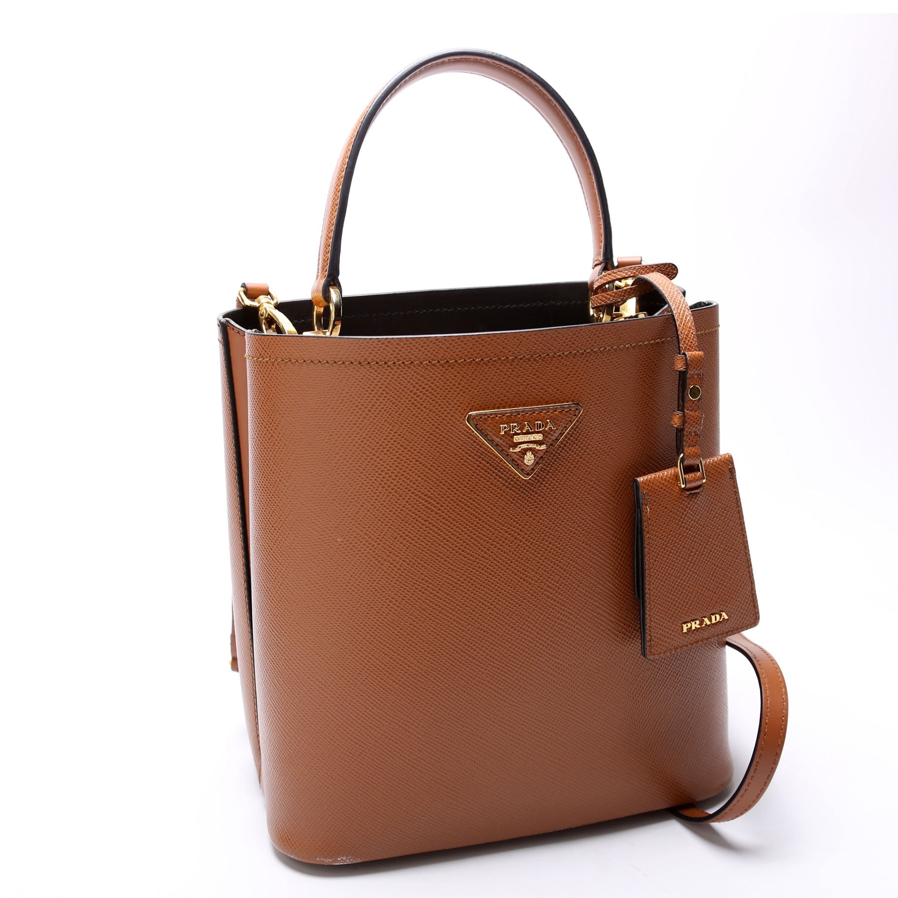 1BA212 Saffiano Cuir Medium Panier Bag Brown