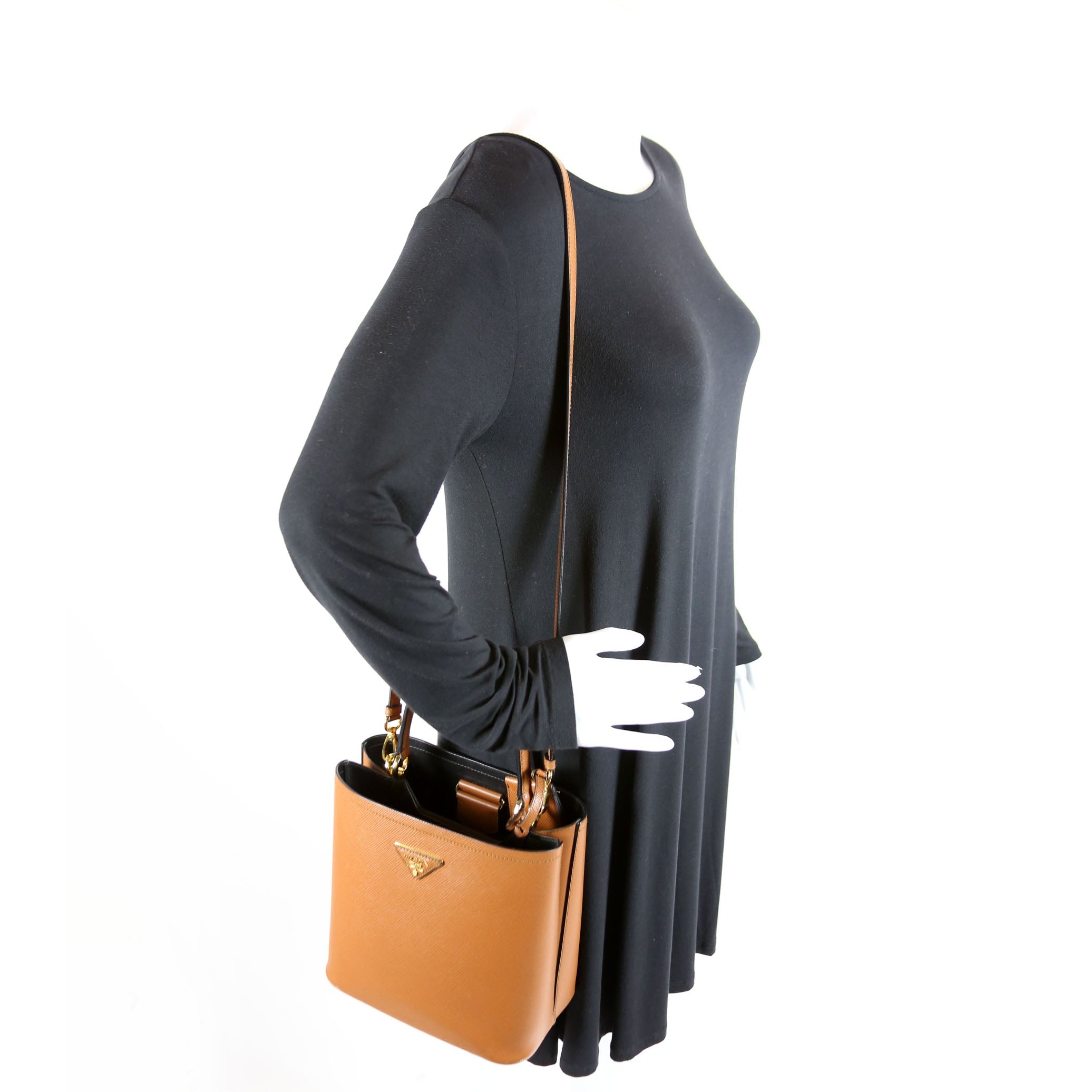 1BA212 Saffiano Cuir Medium Panier Bag Brown