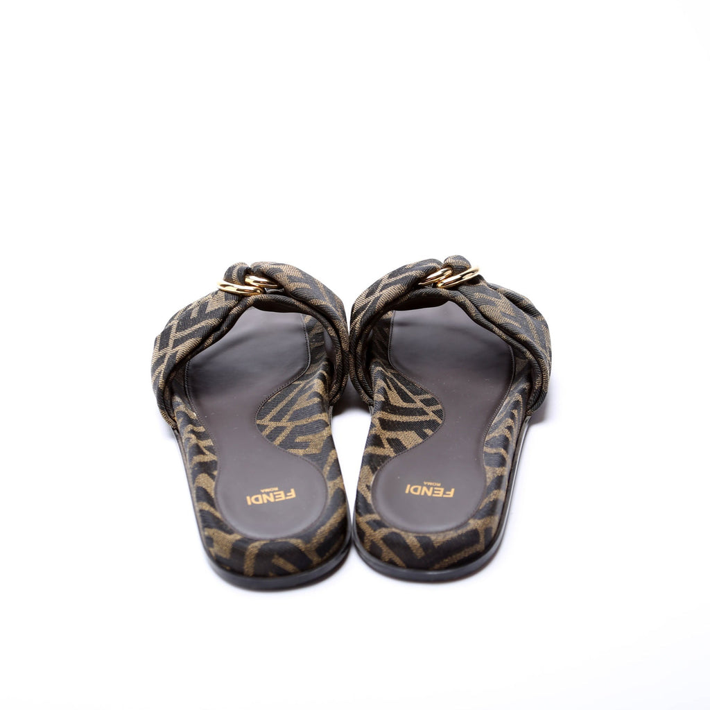 FF Zucca Knot Slides Size 36 Brown/Black