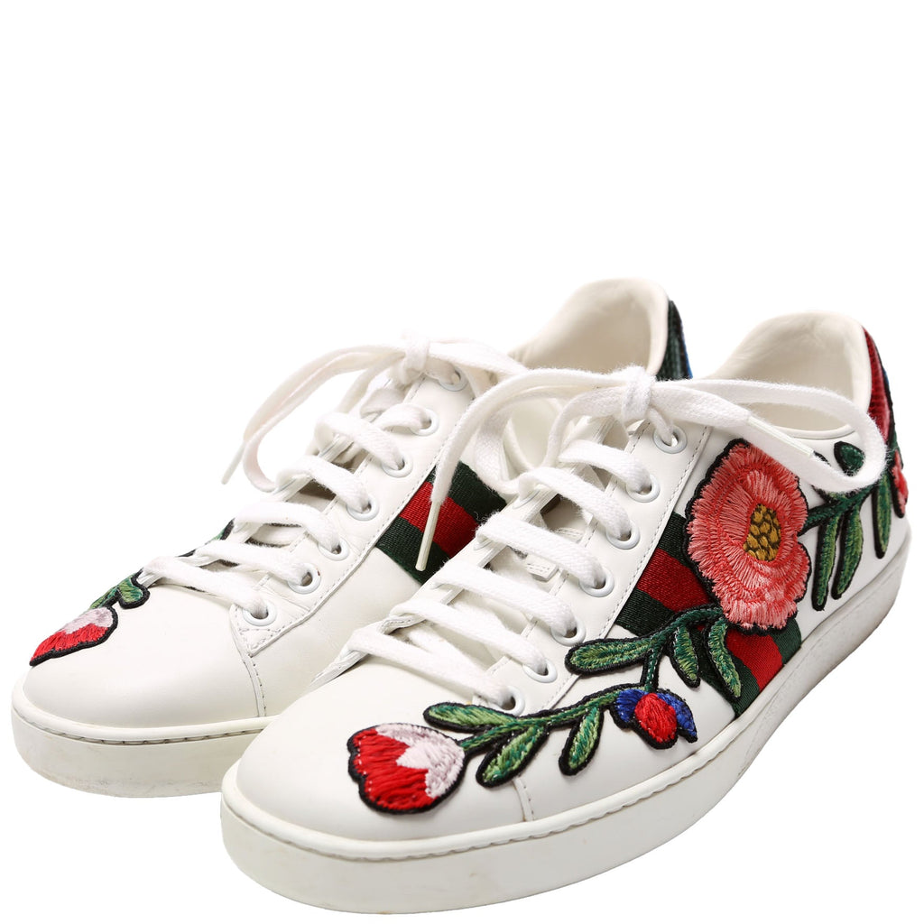 Ace Web Embroidered Sneakers Size 38.5 White