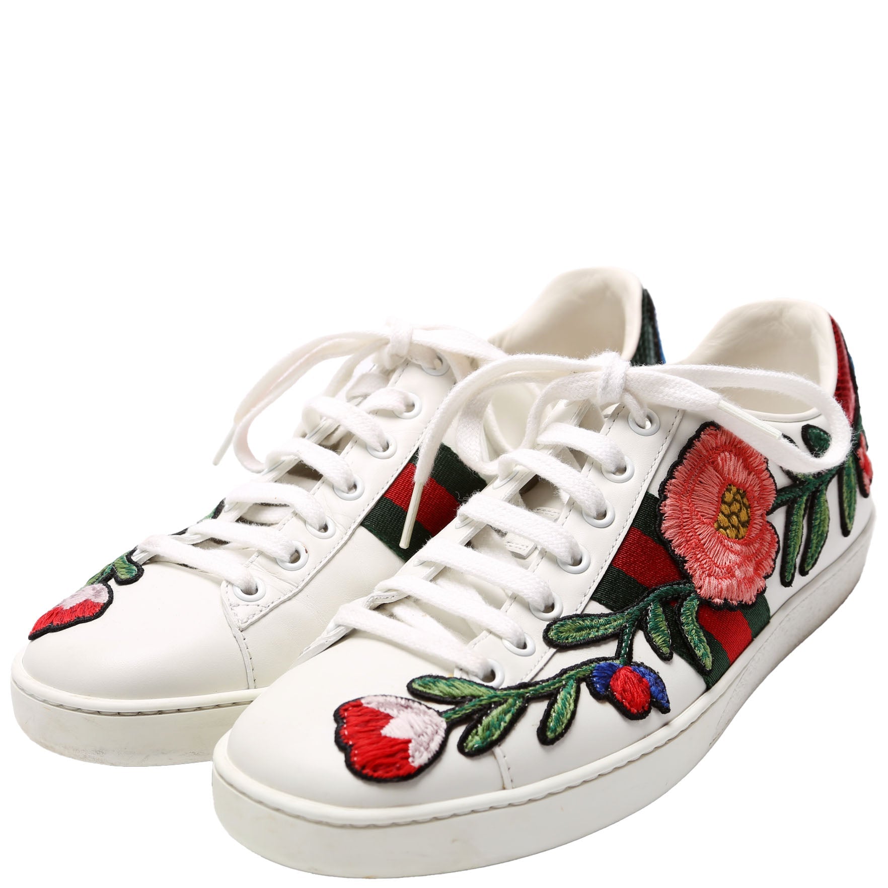 Ace Web Embroidered Sneakers Size 38.5 White