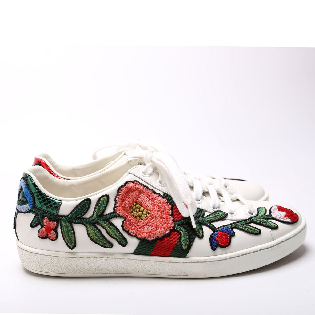Ace Web Embroidered Sneakers Size 38.5 White