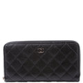 CC Caviar Small Zip Around Wallet Black