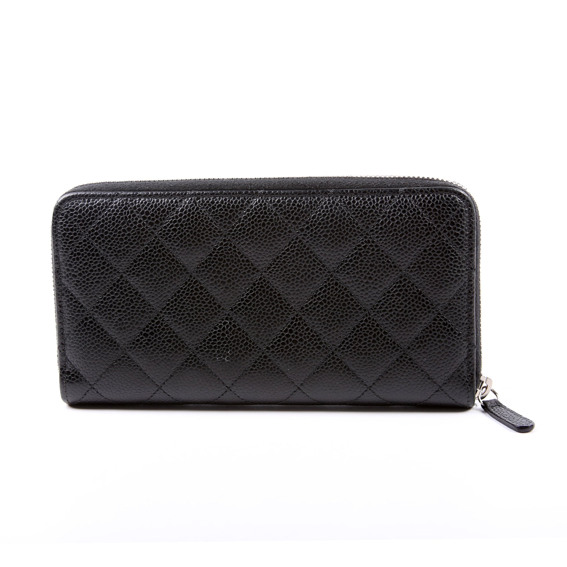 CC Caviar Small Zip Around Wallet Black