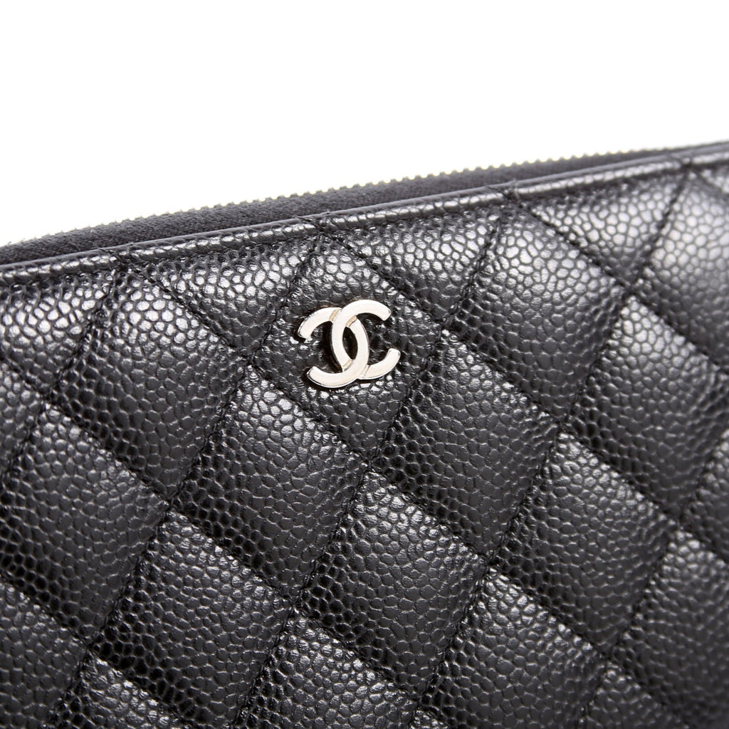 CC Caviar Small Zip Around Wallet Black