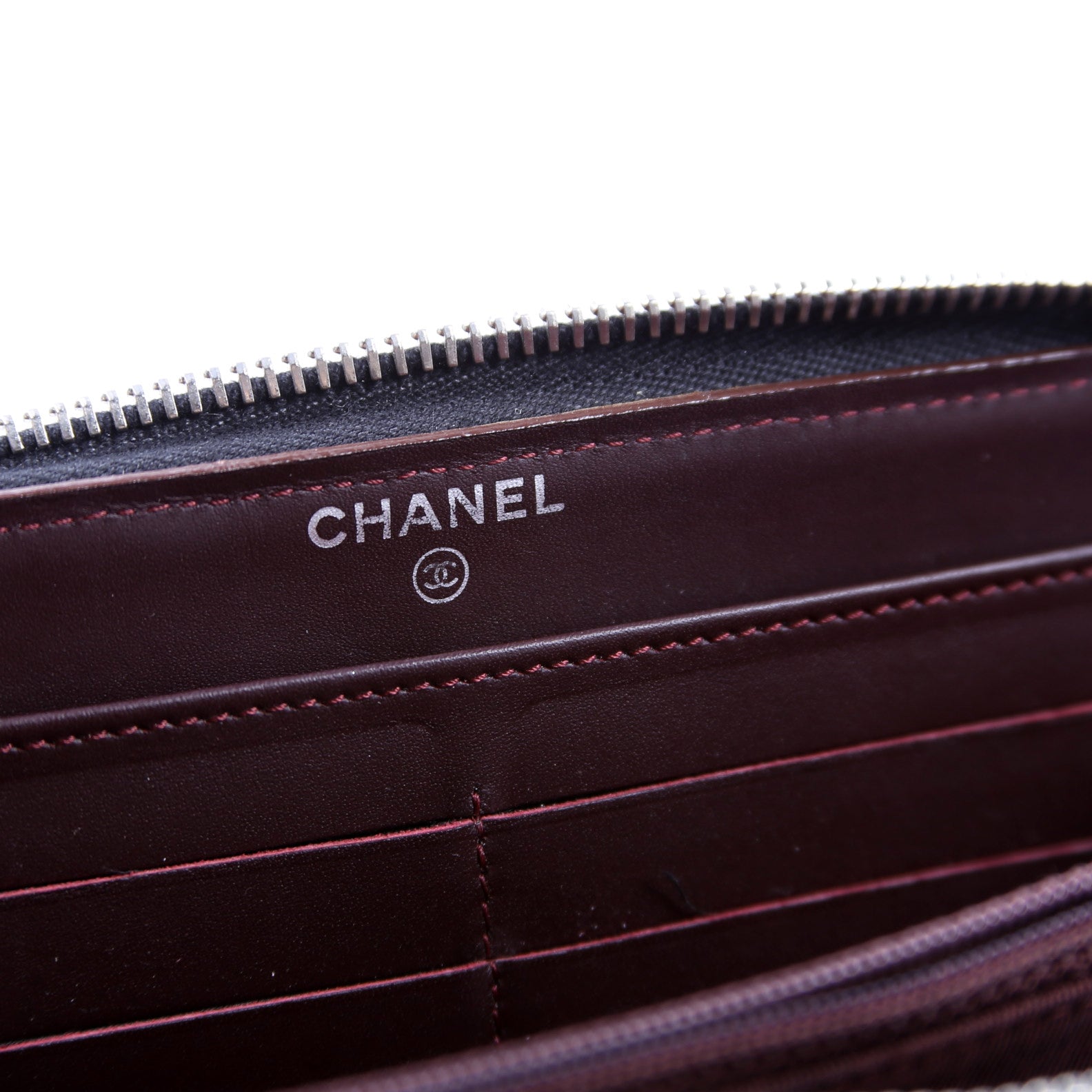 CC Caviar Small Zip Around Wallet Black