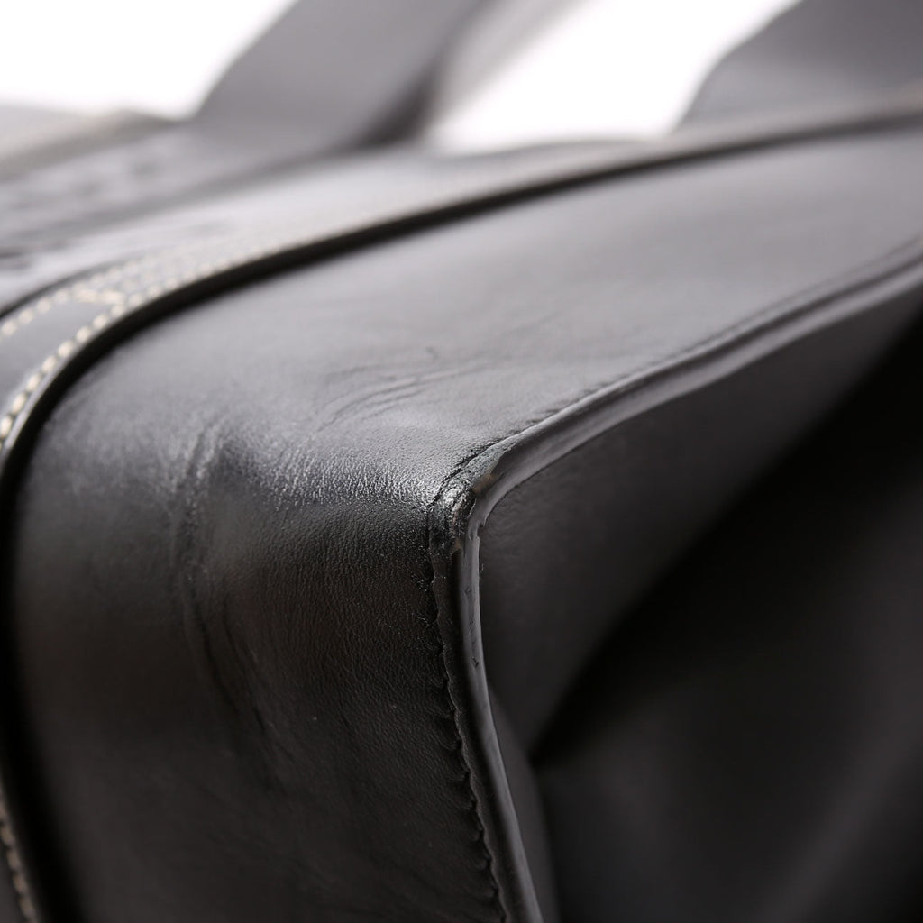 Woody Medium Leather Tote Black