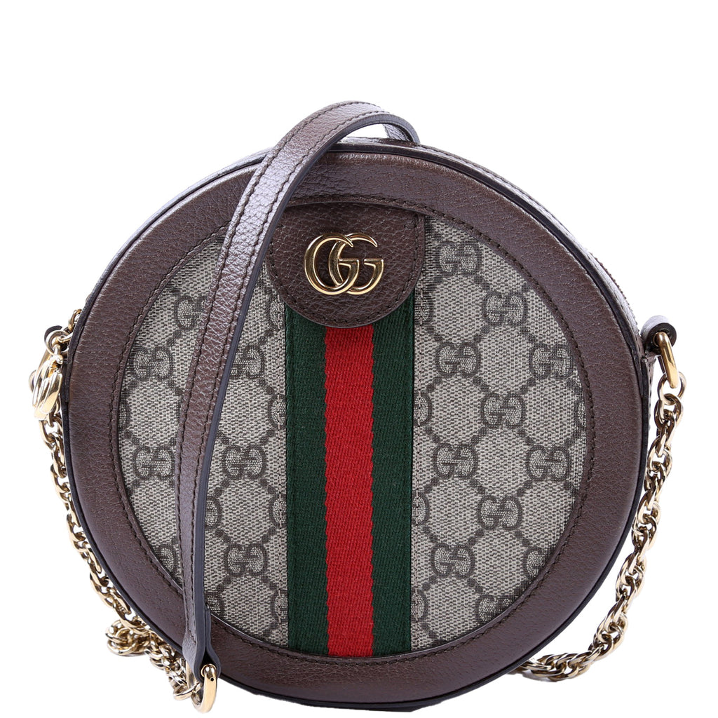 550618 Ophidia GG Supreme Round Small Crossbody Brown