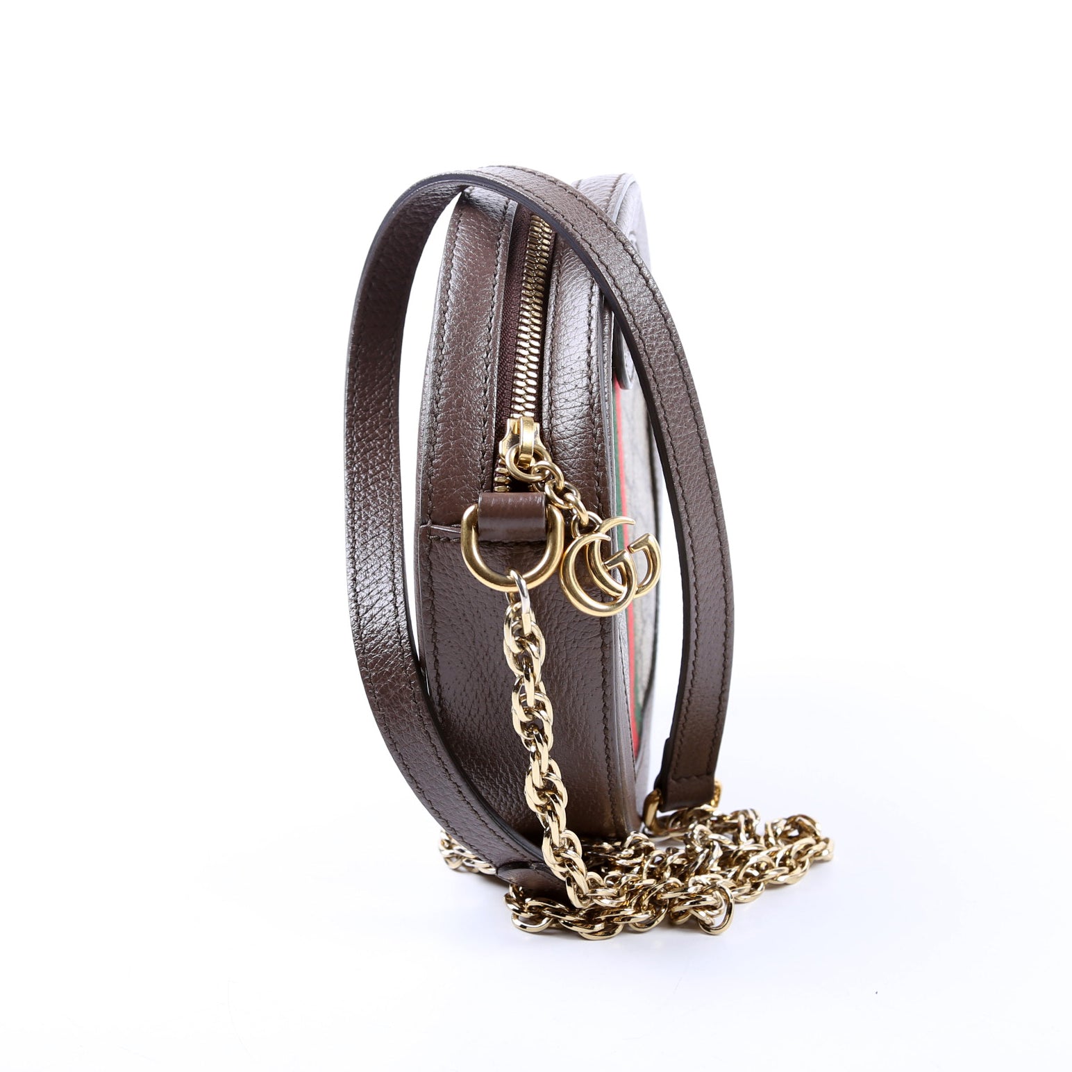 550618 Ophidia GG Supreme Round Small Crossbody Brown
