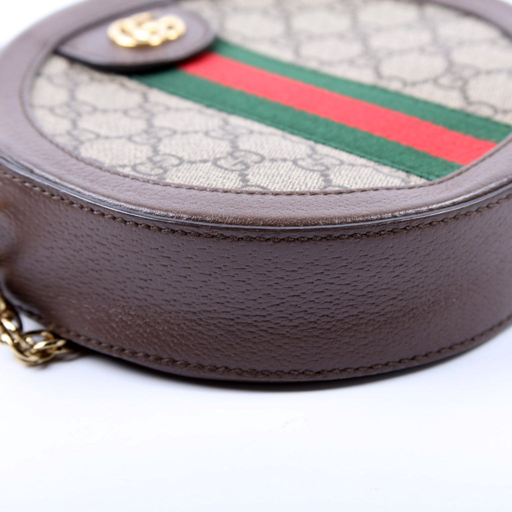 550618 Ophidia GG Supreme Round Small Crossbody Brown
