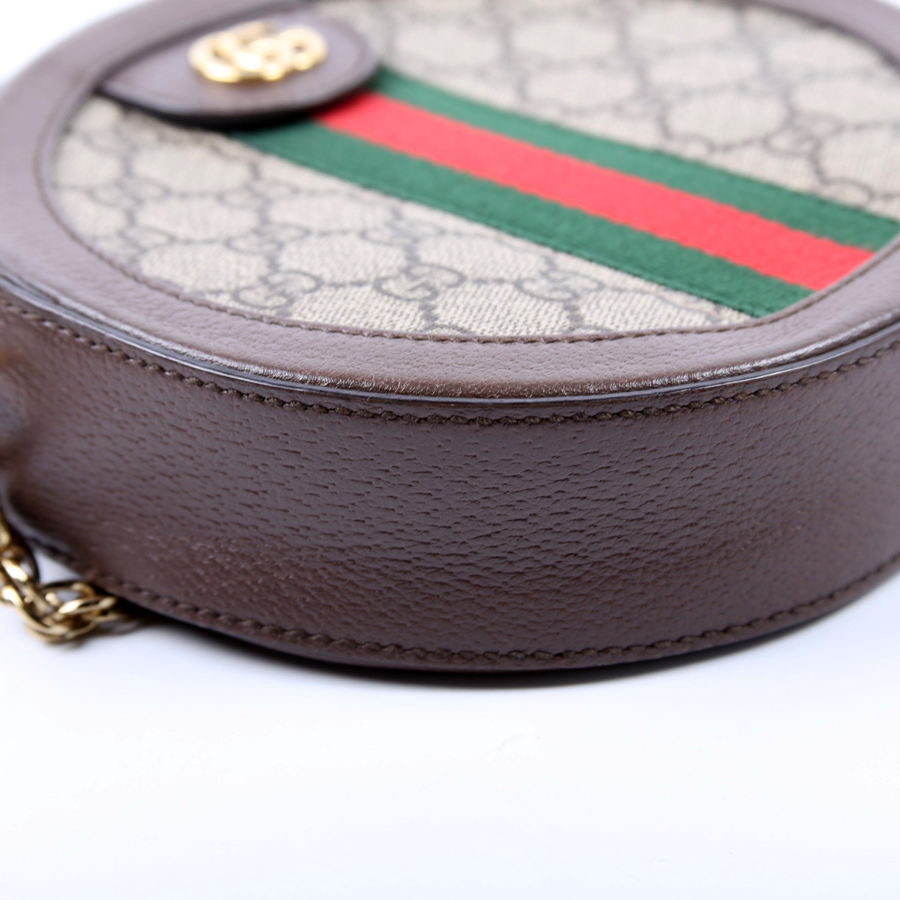 550618 Ophidia GG Supreme Round Small Crossbody Brown