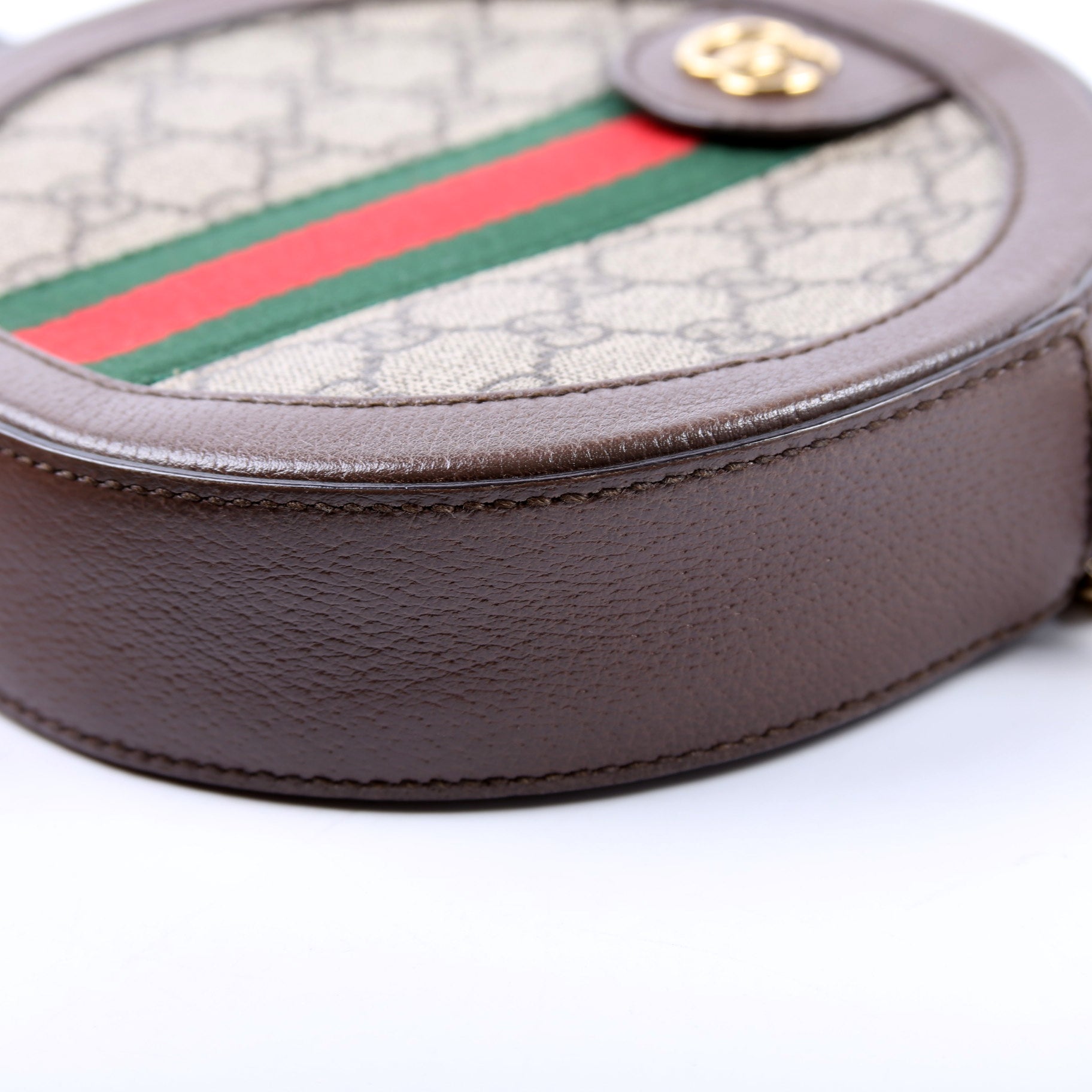 550618 Ophidia GG Supreme Round Small Crossbody Brown