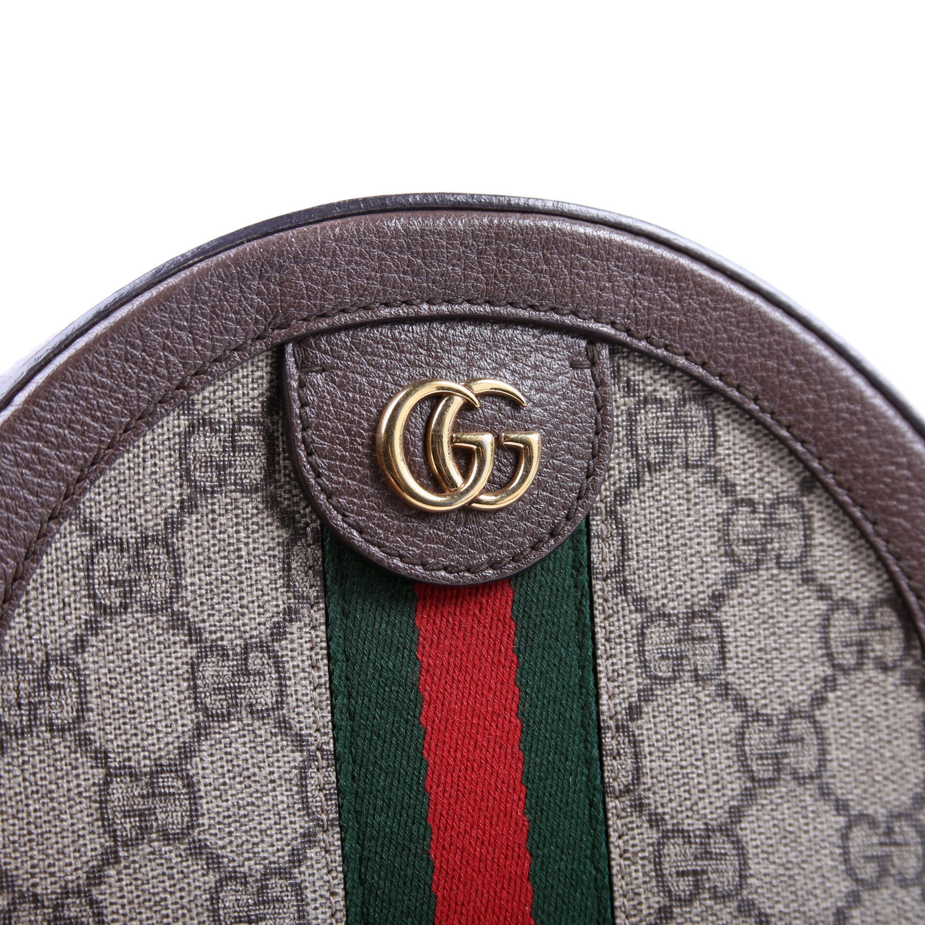550618 Ophidia GG Supreme Round Small Crossbody Brown