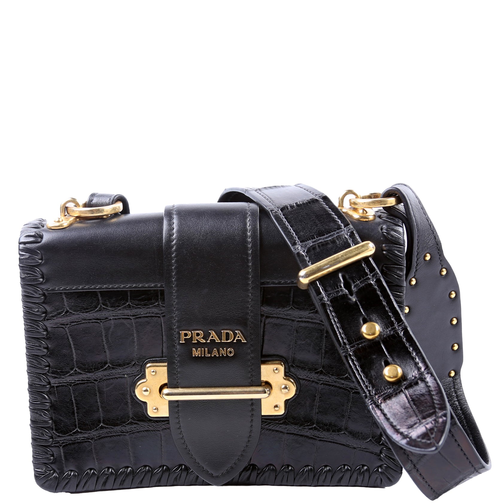 Cahier Bag Small Crocodile/Calfskin Black