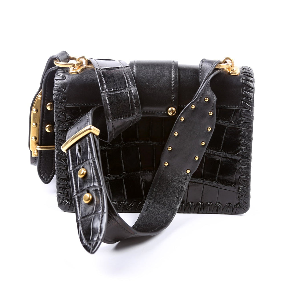 Cahier Bag Small Crocodile/Calfskin Black