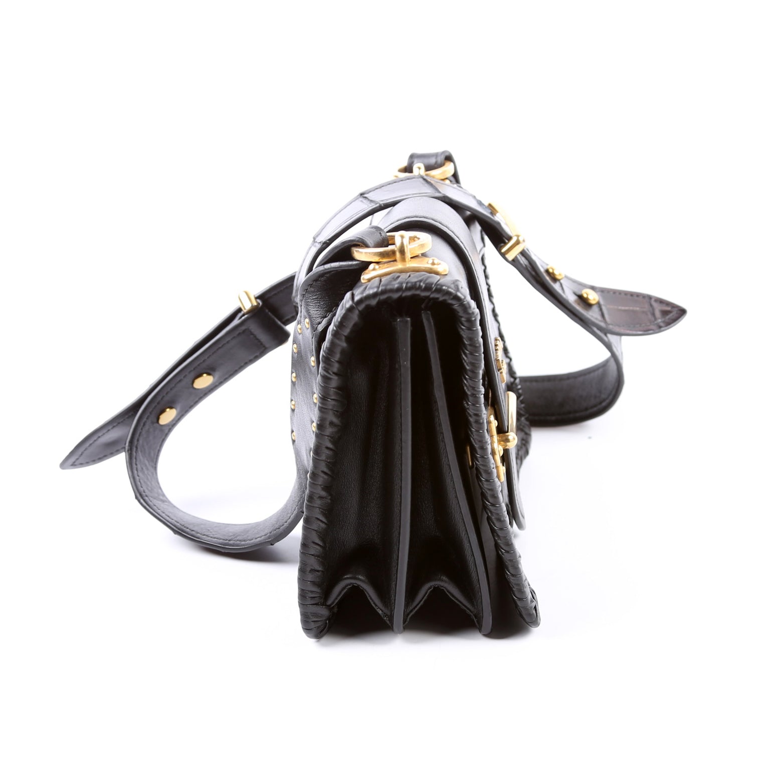 Cahier Bag Small Crocodile/Calfskin Black