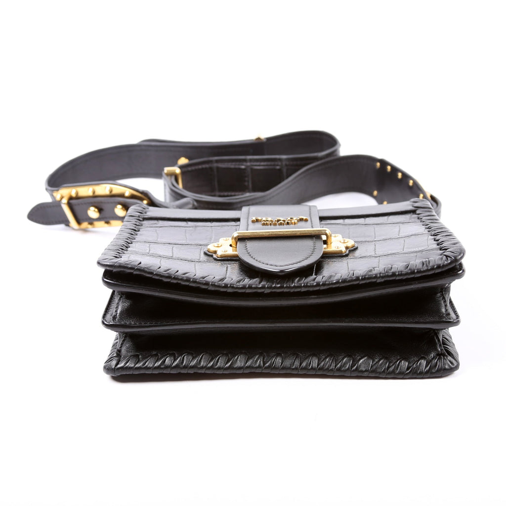 Cahier Bag Small Crocodile/Calfskin Black