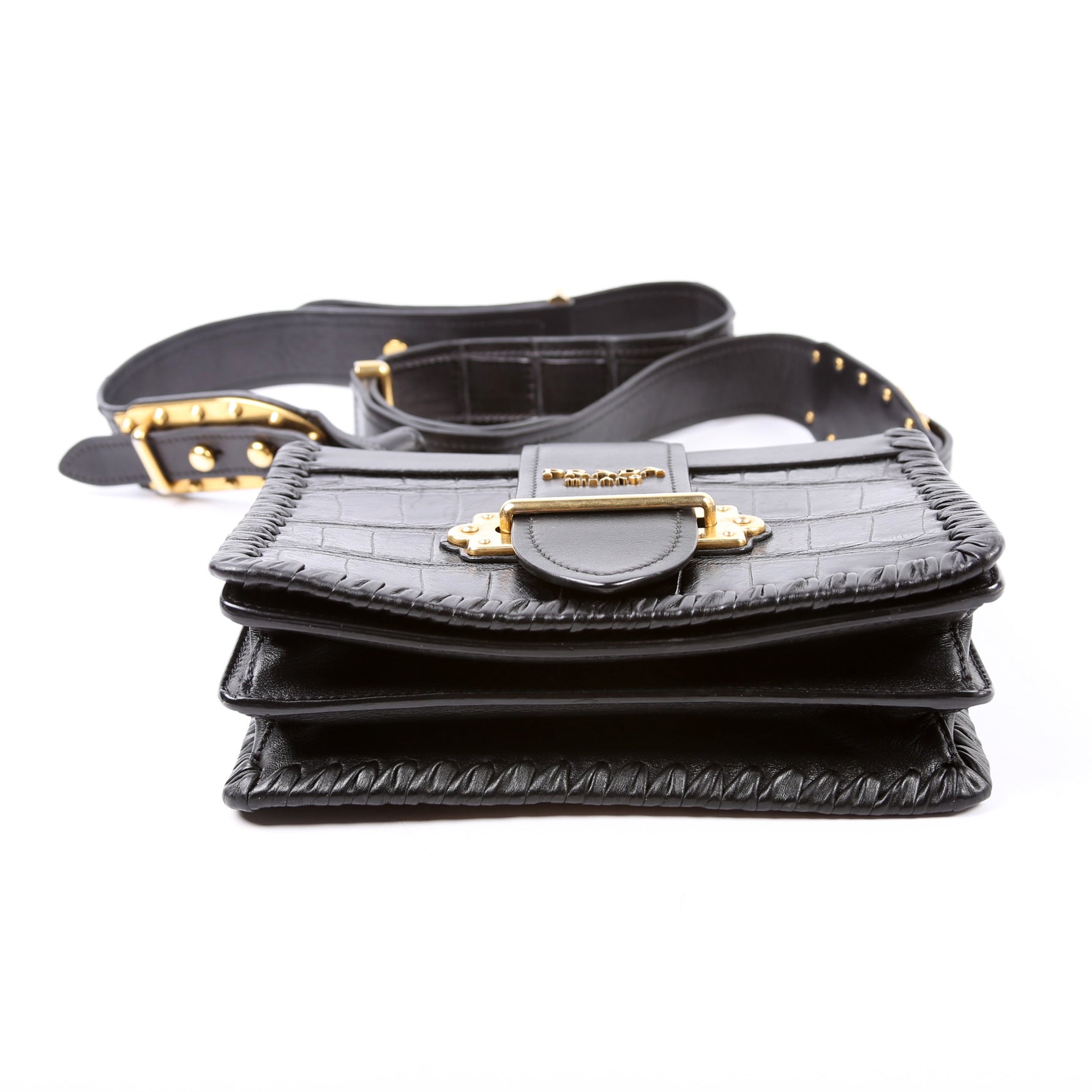 Cahier Bag Small Crocodile/Calfskin Black