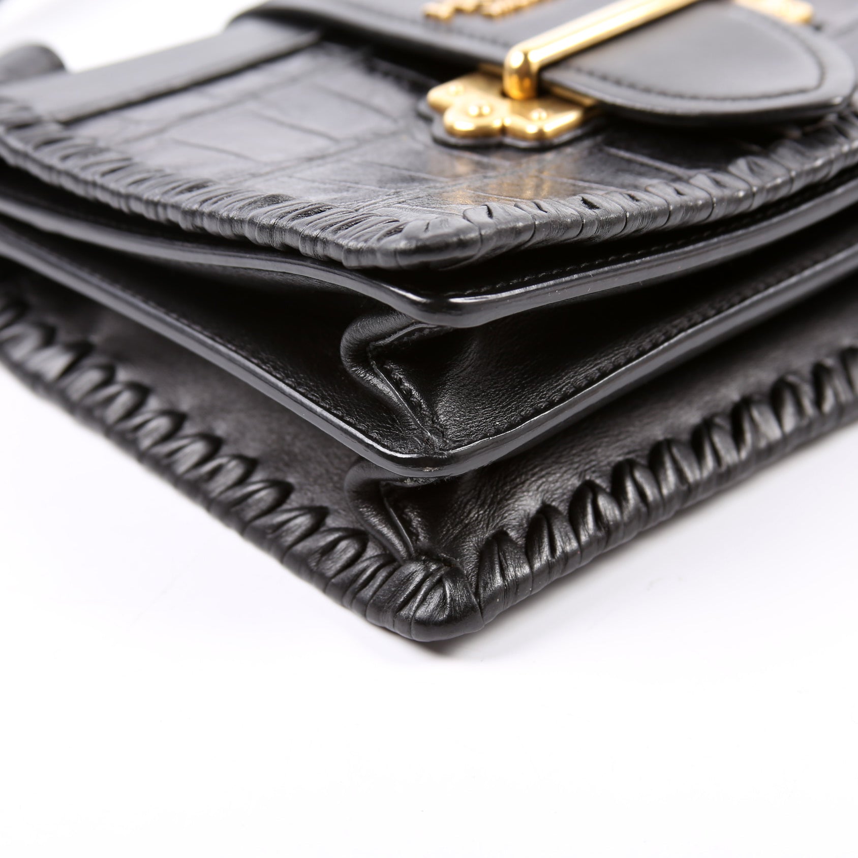 Cahier Bag Small Crocodile/Calfskin Black