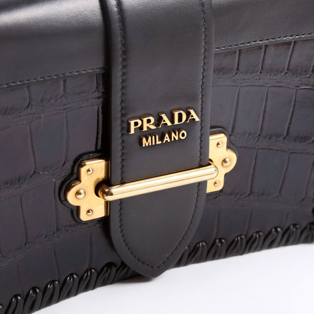 Cahier Bag Small Crocodile/Calfskin Black