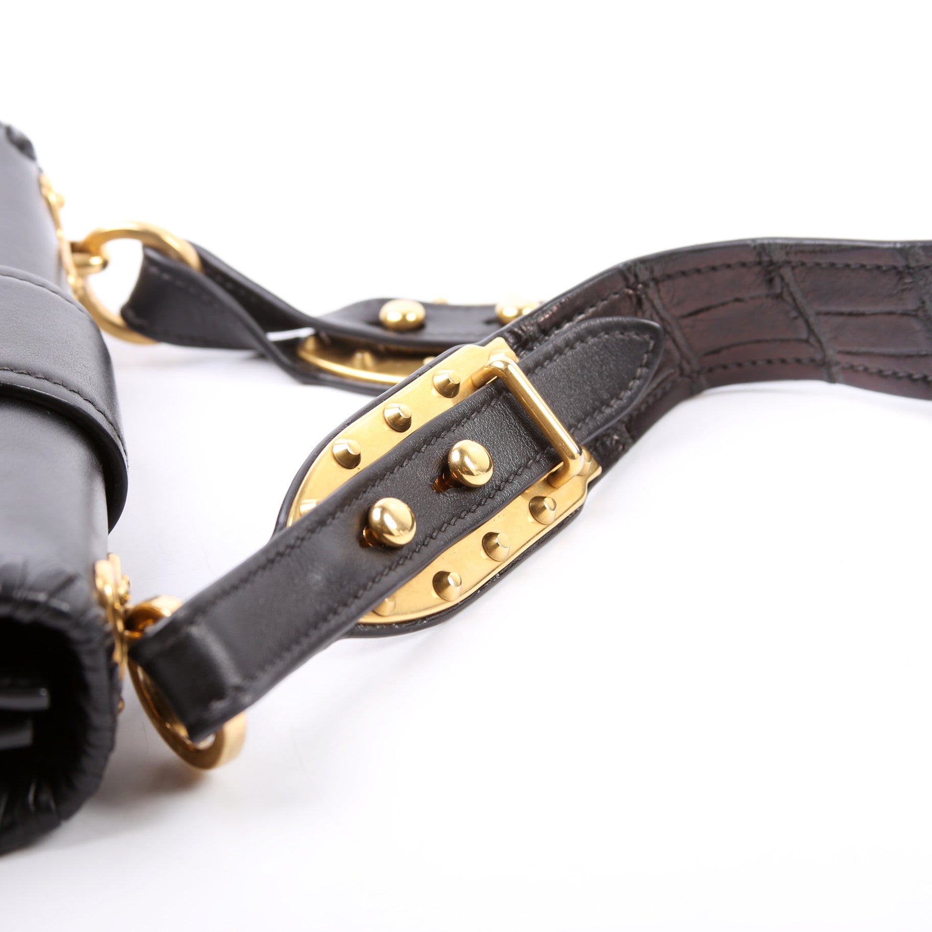 Cahier Bag Small Crocodile/Calfskin Black