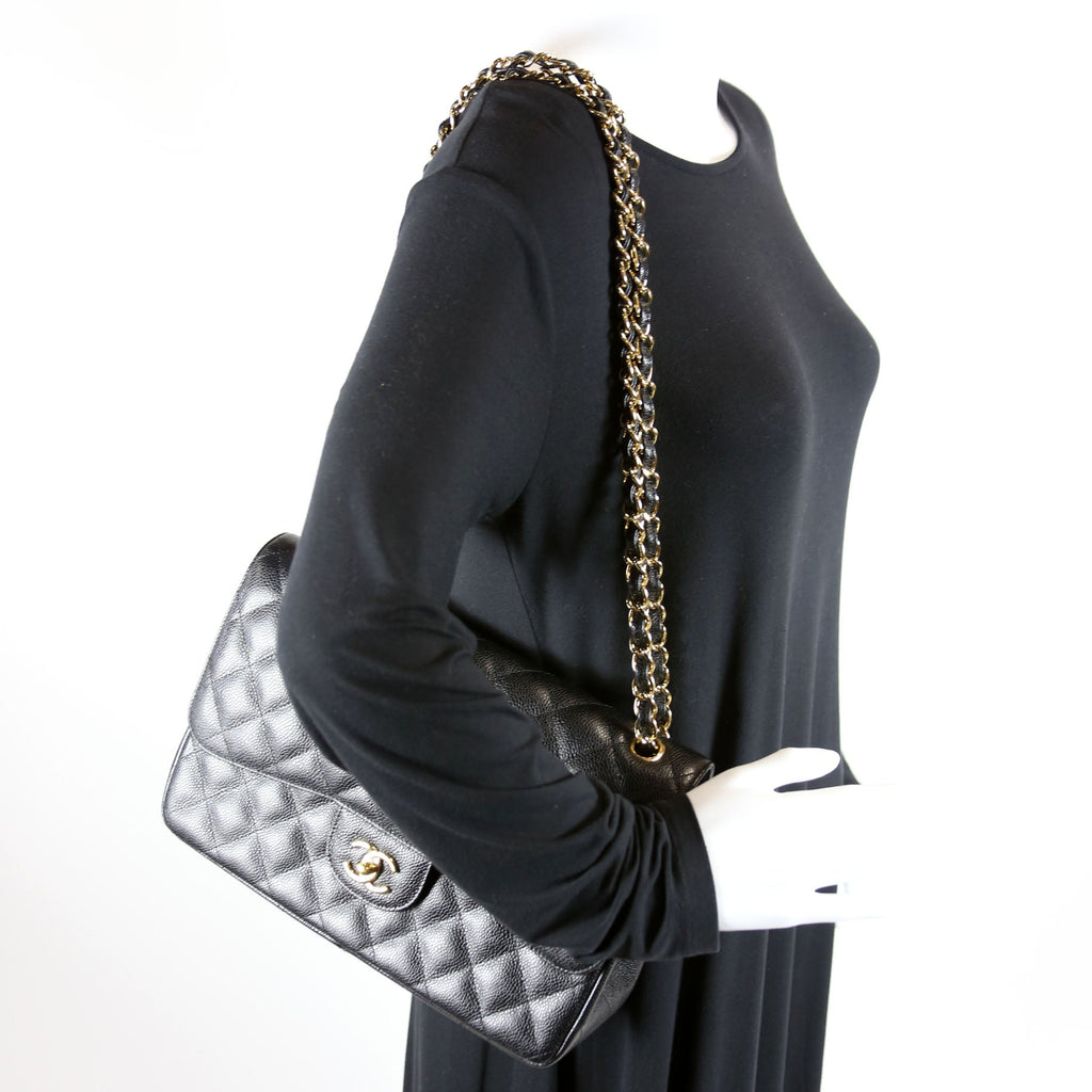 Classic Flap Jumbo Caviar 25-28M Black