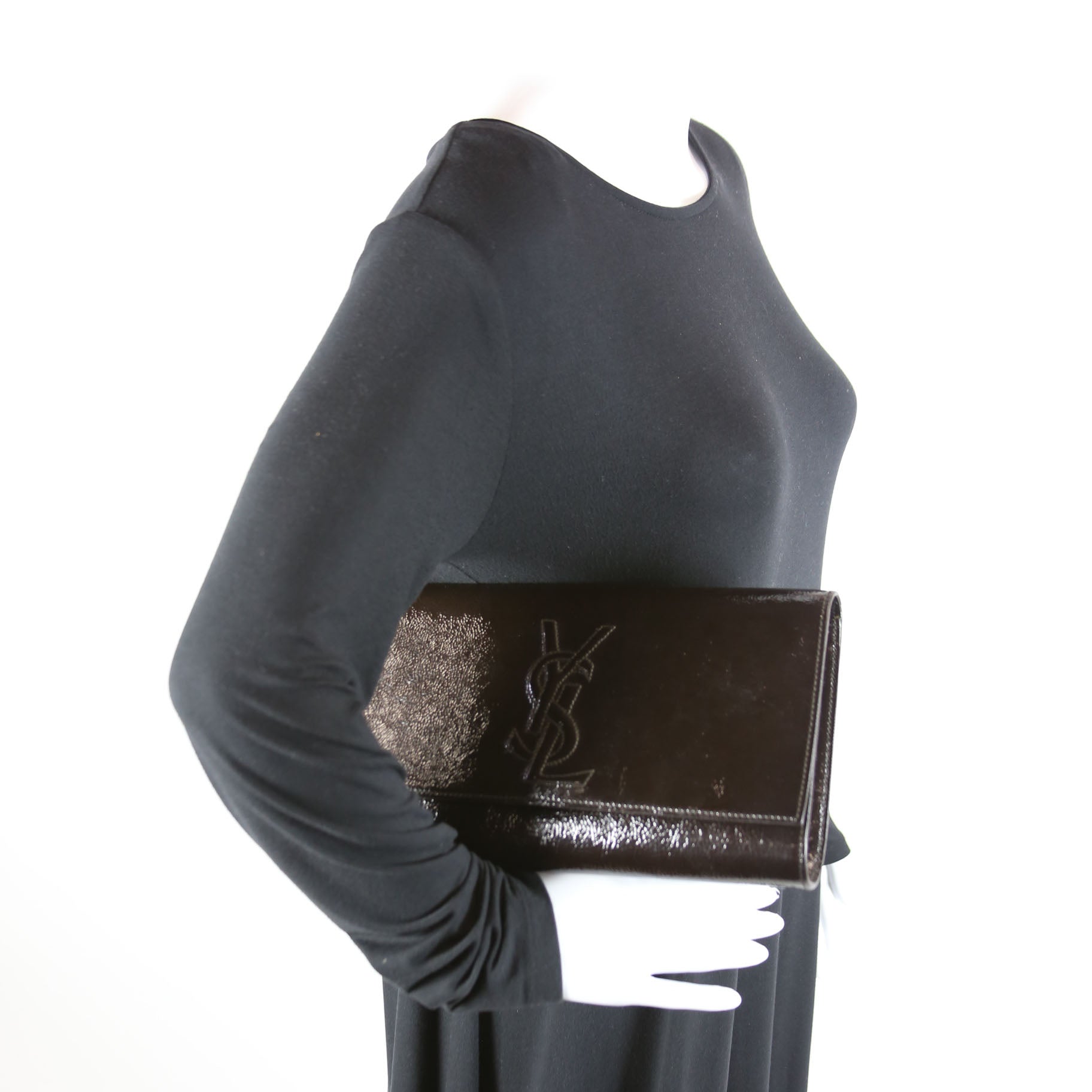 Belle De Jour Clutch Textured Patent 347990 Black