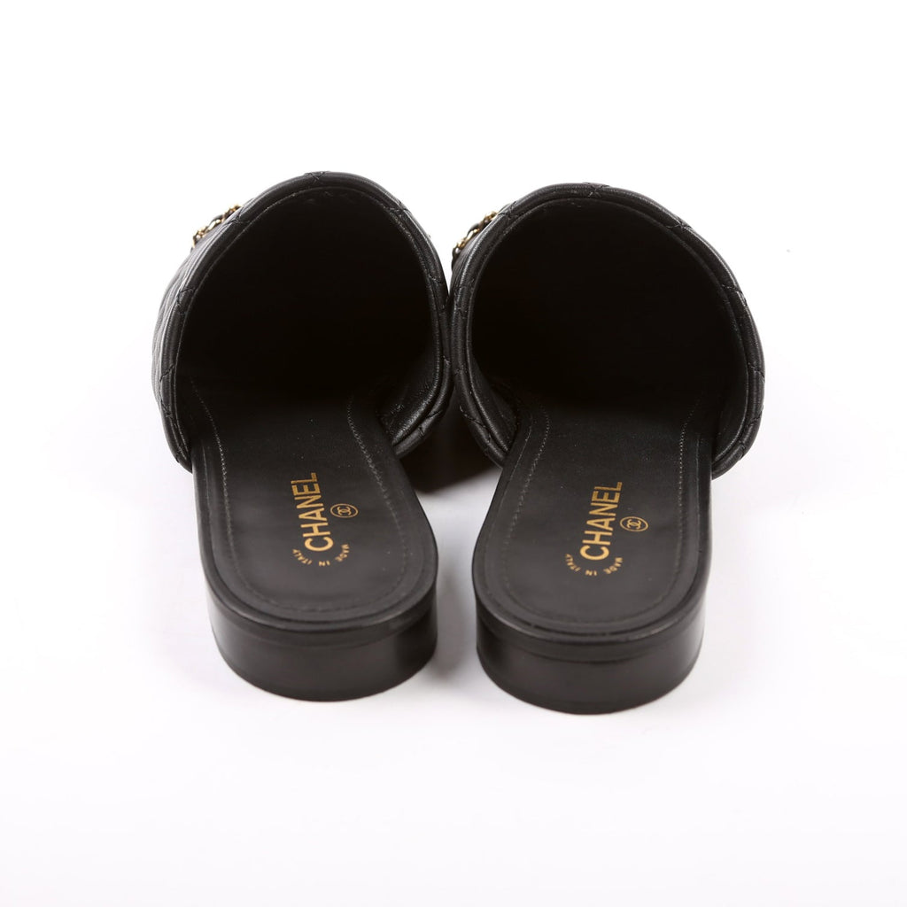 Cap Toe Quilted Chain Mules Size 39.5