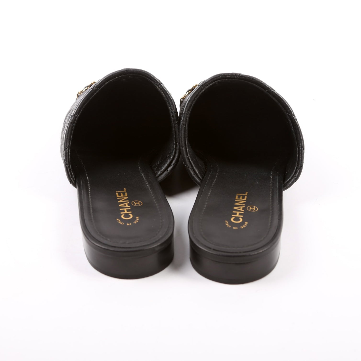 Cap Toe Quilted Chain Mules Size 39.5